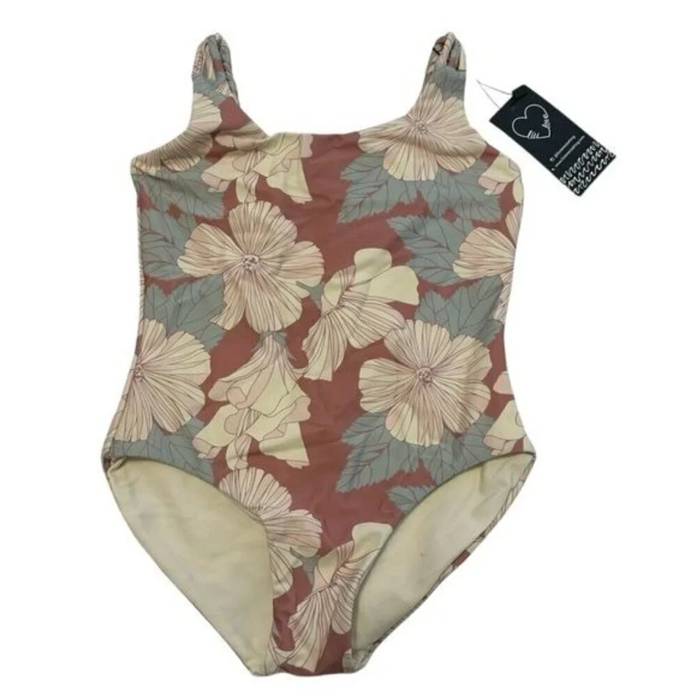 Retro Boho Flower Power One-Piece Baby Swimsuit Girls Size 4T